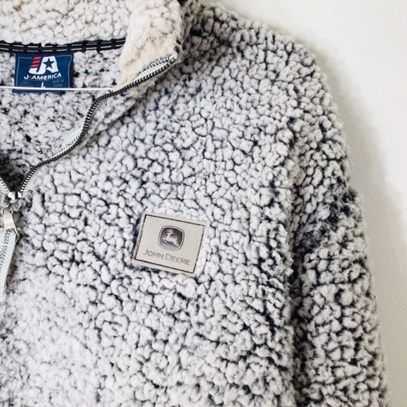 J America Sherpa pullover large women grey John Deere - Picture 3 of 7